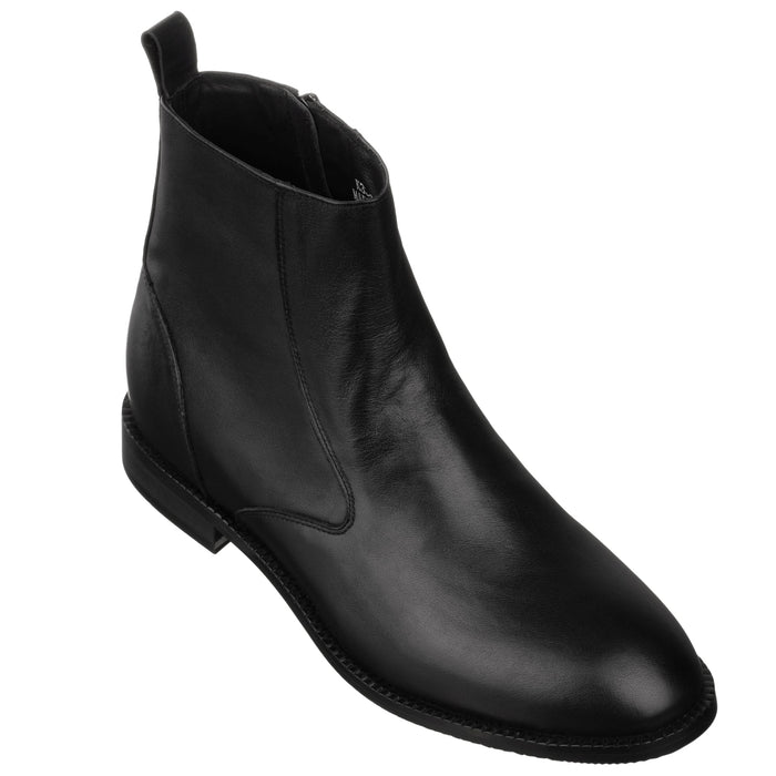 Black Zipper Boot - 2.6 Inches Taller - SARTORO