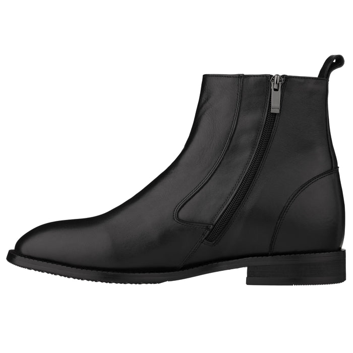 Black Zipper Boot - 2.6 Inches Taller - SARTORO