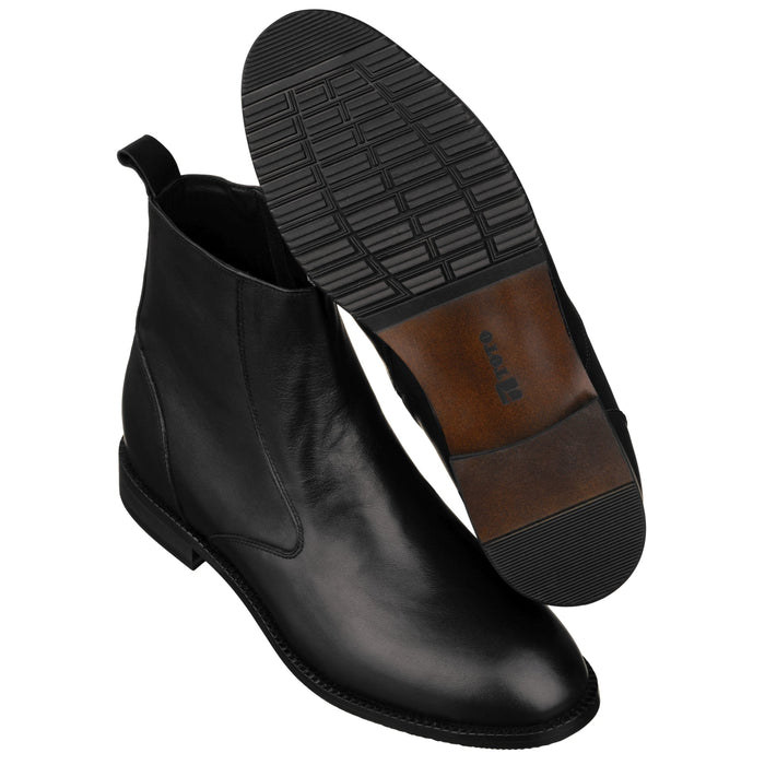 Black Zipper Boot - 2.6 Inches Taller - SARTORO