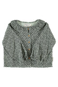 Blouse with Round Collar Mint Green with Animal Print