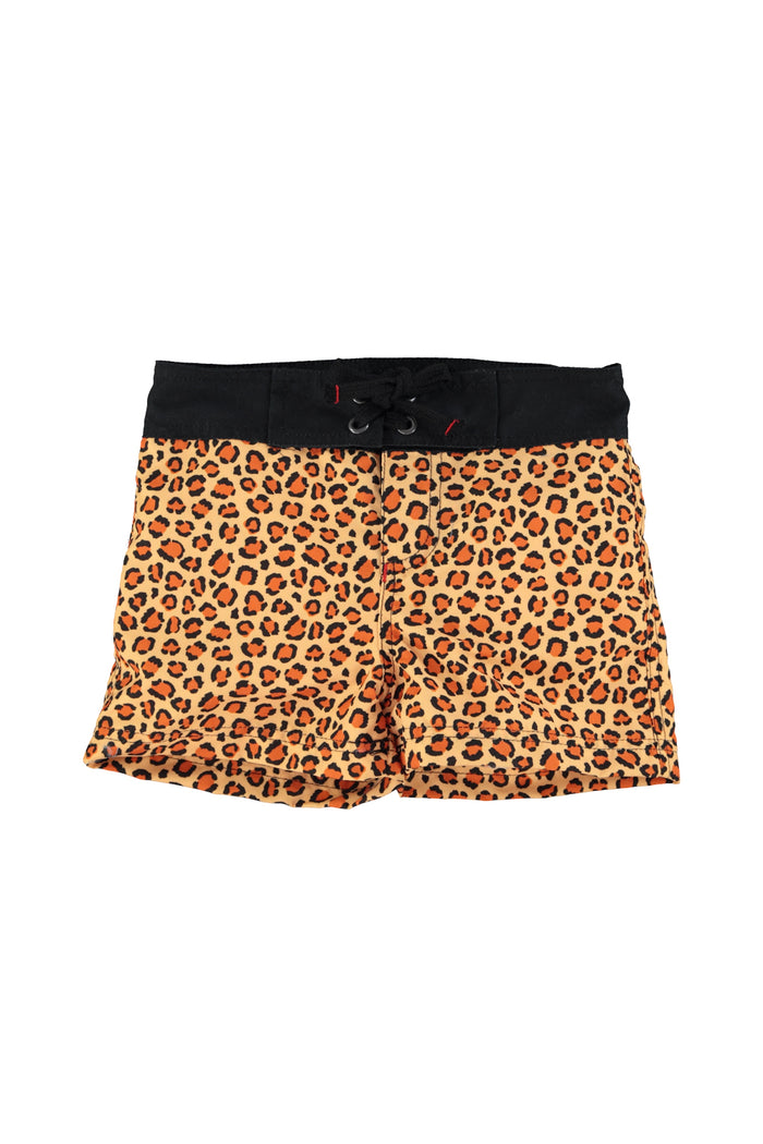 Boy Swim Shorts in Animal Print – Mustard