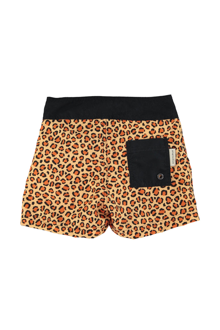 Boy Swim Shorts in Animal Print – Mustard