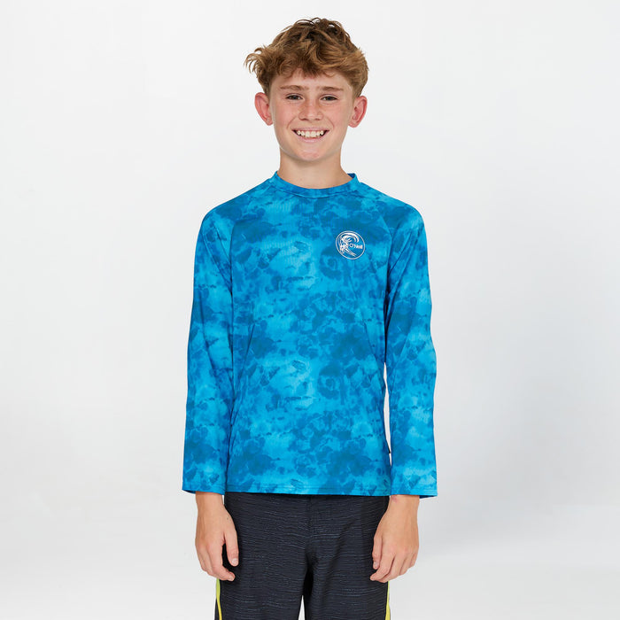 Boy's Dopedye Long Sleeve Rash Vest Tee - Tie Dye Blue
