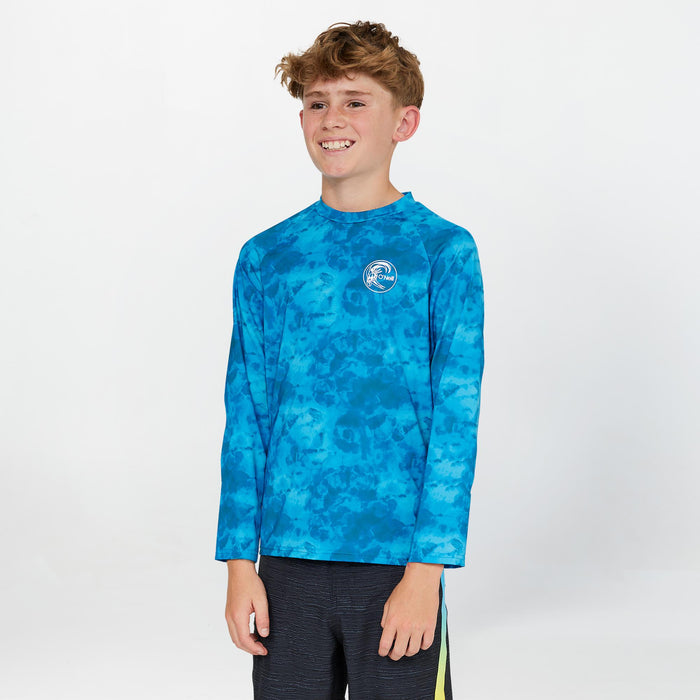 Boy's Dopedye Long Sleeve Rash Vest Tee - Tie Dye Blue