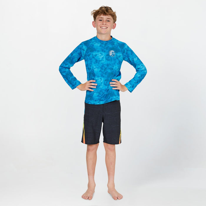 Boy's Dopedye Long Sleeve Rash Vest Tee - Tie Dye Blue