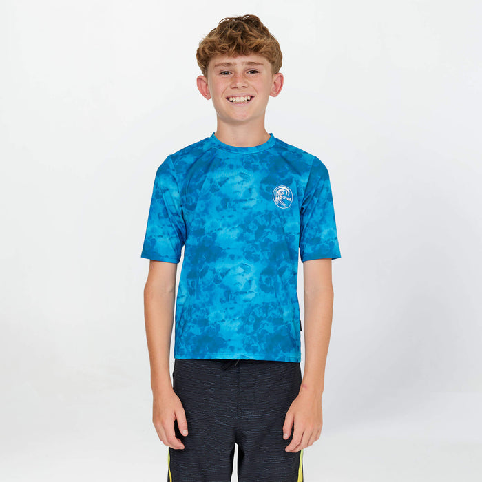 Boy's Dopedye Short Sleeve Rash Vest Tee - Tie Dye Blue