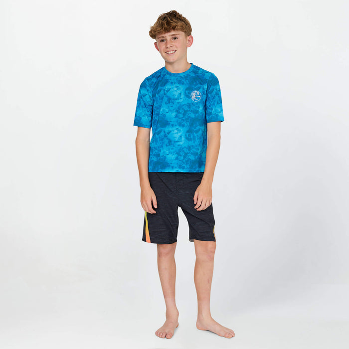 Boy's Dopedye Short Sleeve Rash Vest Tee - Tie Dye Blue
