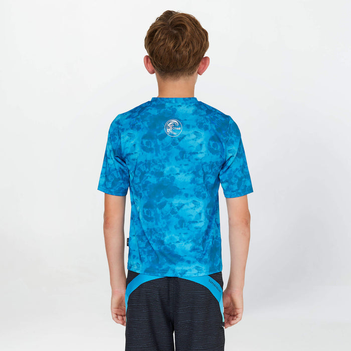 Boy's Dopedye Short Sleeve Rash Vest Tee - Tie Dye Blue