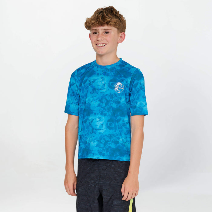Boy's Dopedye Short Sleeve Rash Vest Tee - Tie Dye Blue