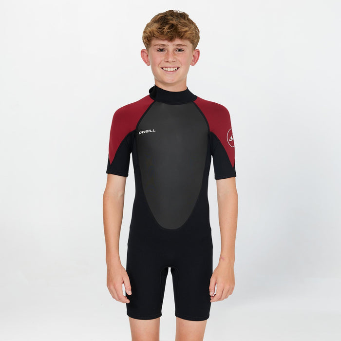 Boy's Reactor 2mm Short Sleeve Spring Suit Back Zip - Maroon