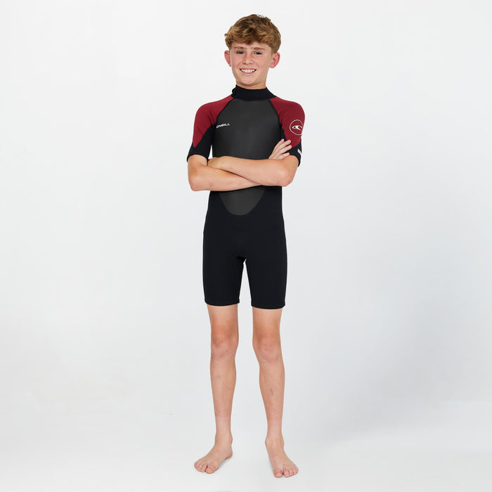Boy's Reactor 2mm Short Sleeve Spring Suit Back Zip - Maroon