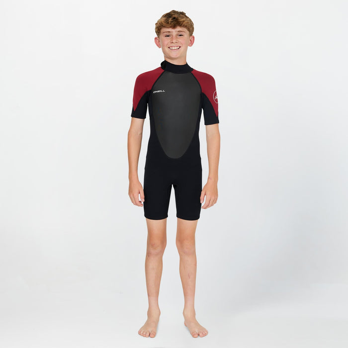 Boy's Reactor 2mm Short Sleeve Spring Suit Back Zip - Maroon