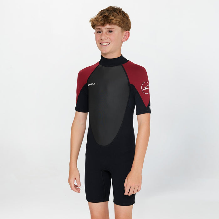 Boy's Reactor 2mm Short Sleeve Spring Suit Back Zip - Maroon