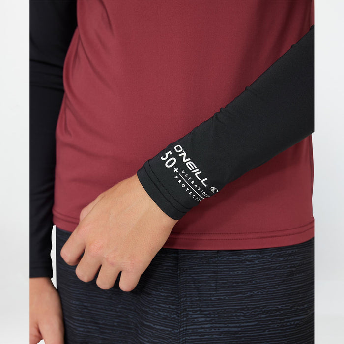 Boy's Reactor Block Long Sleeve Rash Vest - Maroon