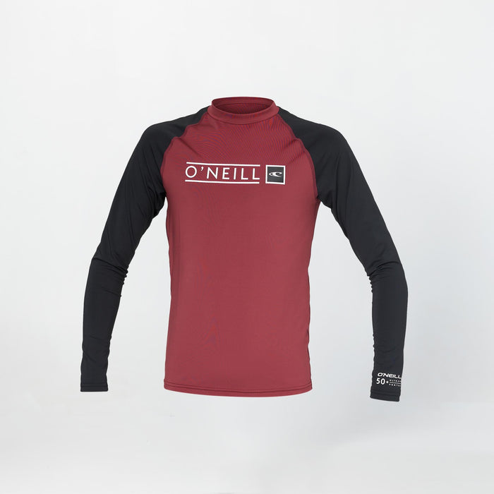 Boy's Reactor Block Long Sleeve Rash Vest - Maroon