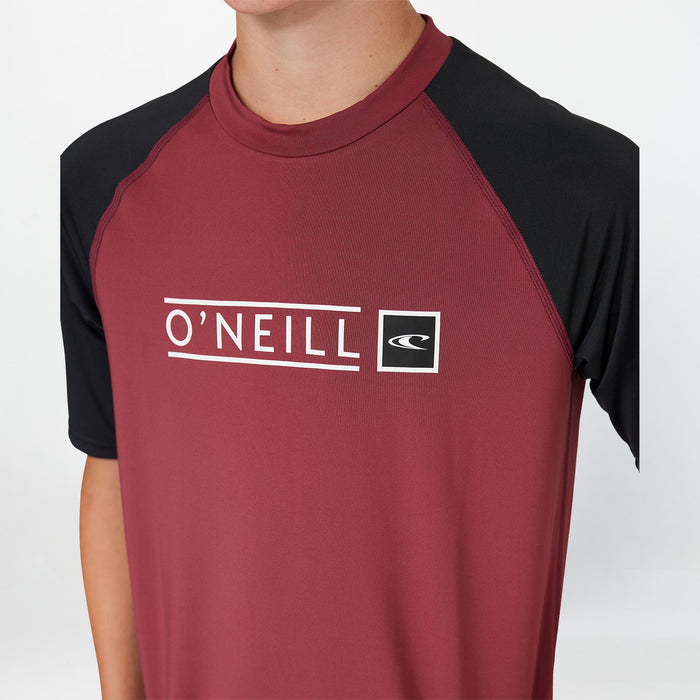 Boy's Reactor Short Sleeve Rash Vest - Maroon