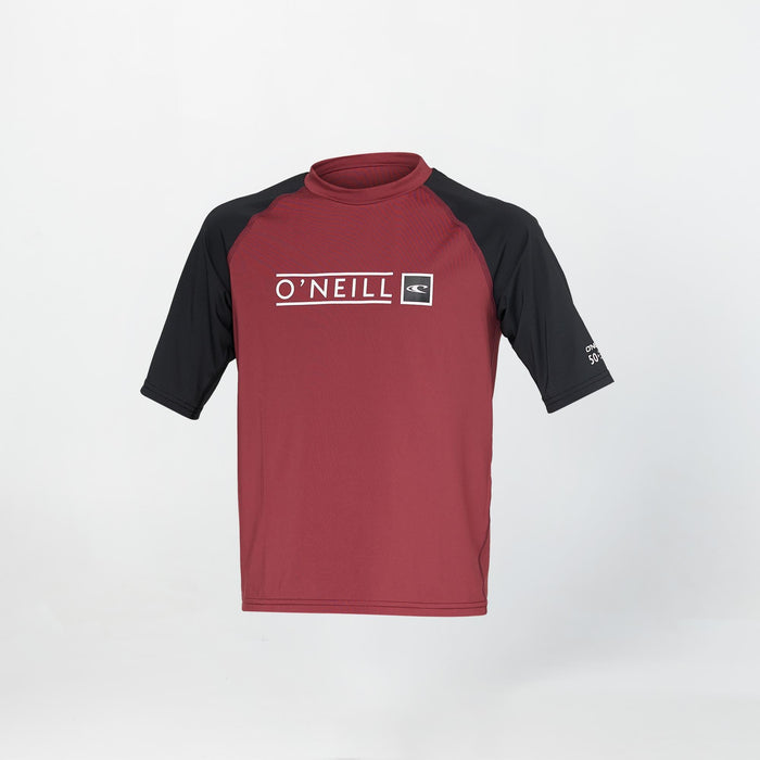 Boy's Reactor Short Sleeve Rash Vest - Maroon