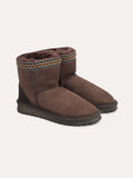 Braid Trim Sheepskin Shortie Boots