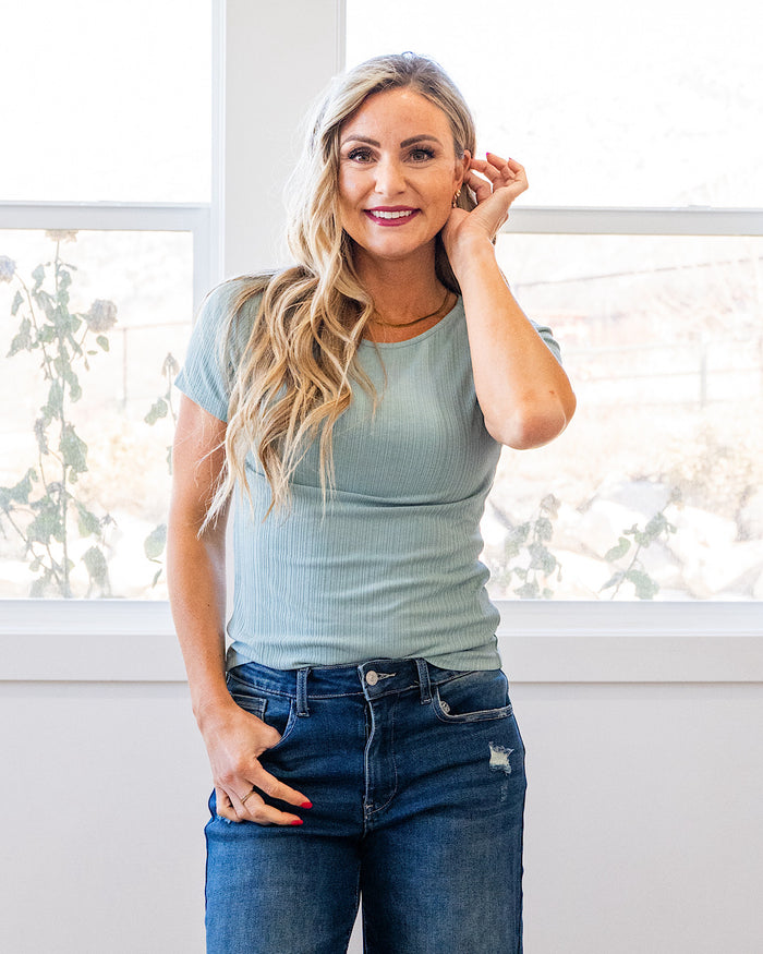 Breckin Ribbed Top - Color Options Available! Be Cool Seafoam