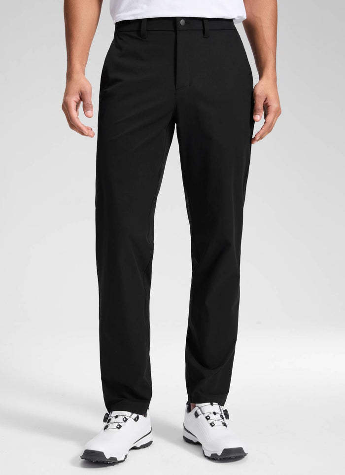 CRZ YOGA Men's BreezeLite Lightweight Golf Mid Rise Pocket Pant 30" Black