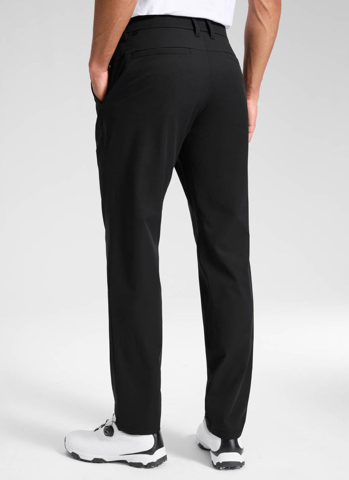 CRZ YOGA Men's BreezeLite Lightweight Golf Mid Rise Pocket Pant 30" Black
