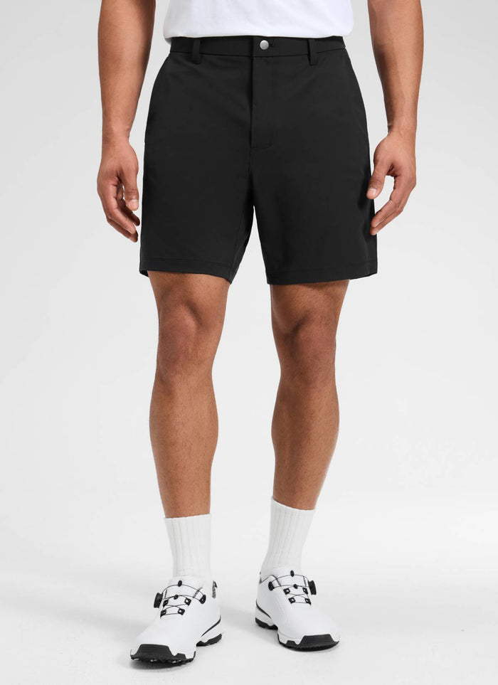 CRZ YOGA Men's BreezeLite Lightweight Golf Mid Rise Pocket Shorts 7" Black