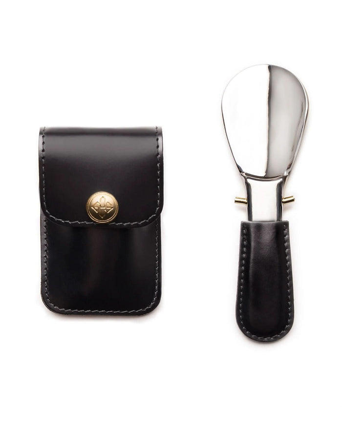 Bridle Hide Travel Shoe Horn Black