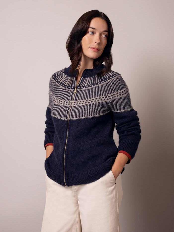 British Wool Yoke Stitch Cardigan