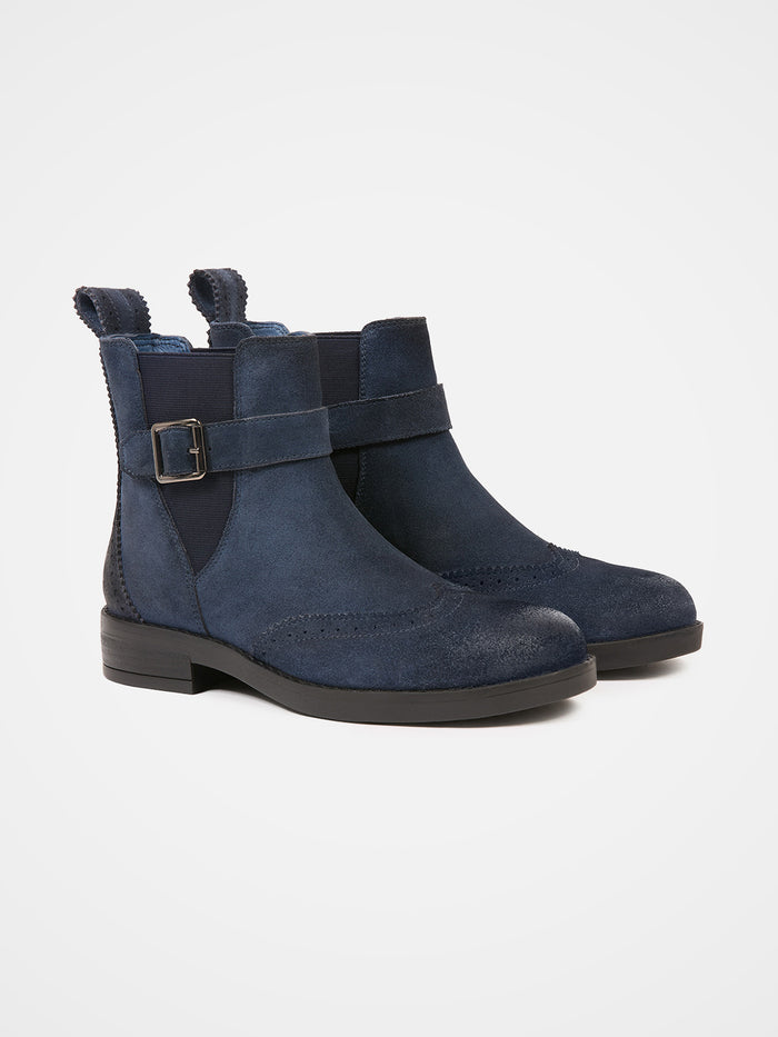 Brogued Strap Detail Chelsea Boots