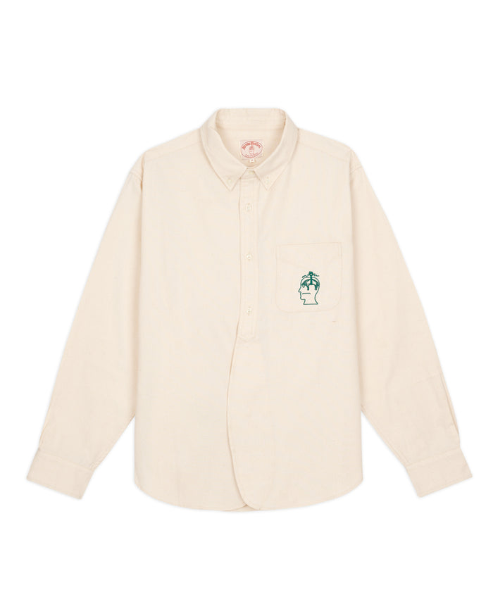 Brooks Brothers California Half Placket Oxford Button Up - Natural
