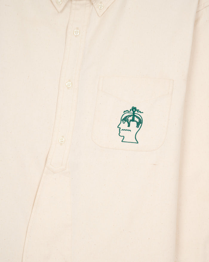 Brooks Brothers California Half Placket Oxford Button Up - Natural