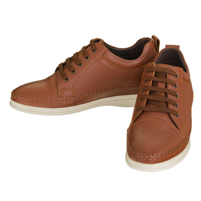 Brown Leather Elevator Sneakers - 3 Inches - SARTORO