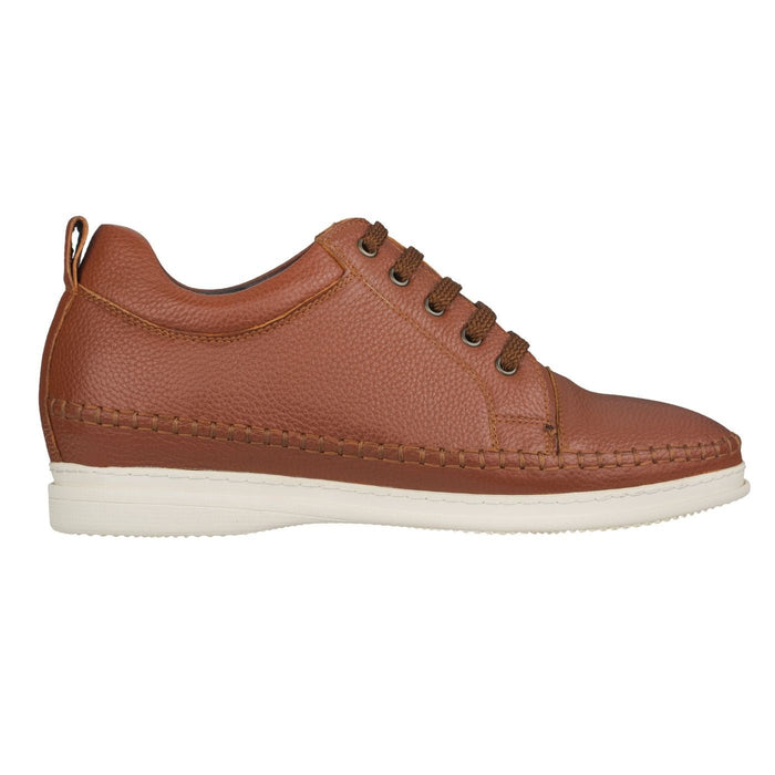 Brown Leather Elevator Sneakers - 3 Inches - SARTORO