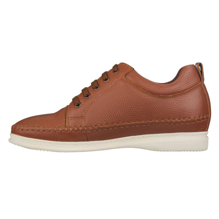 Brown Leather Elevator Sneakers - 3 Inches - SARTORO