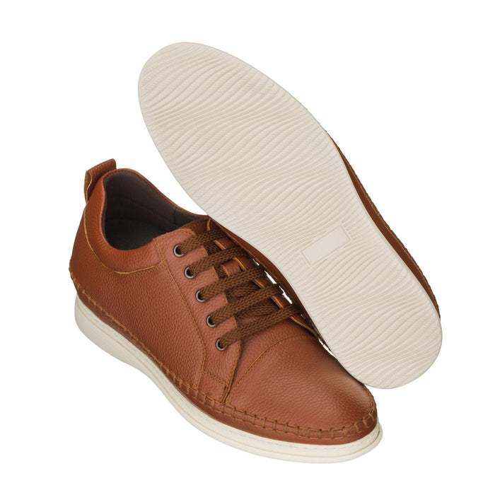 Brown Leather Elevator Sneakers - 3 Inches - SARTORO