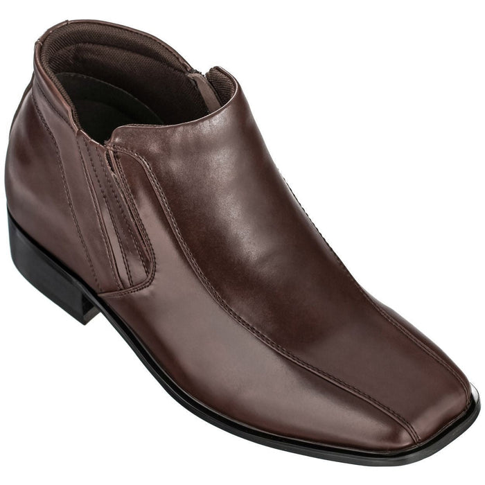 CALDEN Brown Leather Zipper Boots - 3.2 Inches - K99805-1 - SARTORO