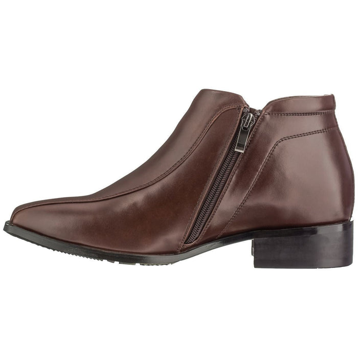 CALDEN Brown Leather Zipper Boots - 3.2 Inches - K99805-1 - SARTORO