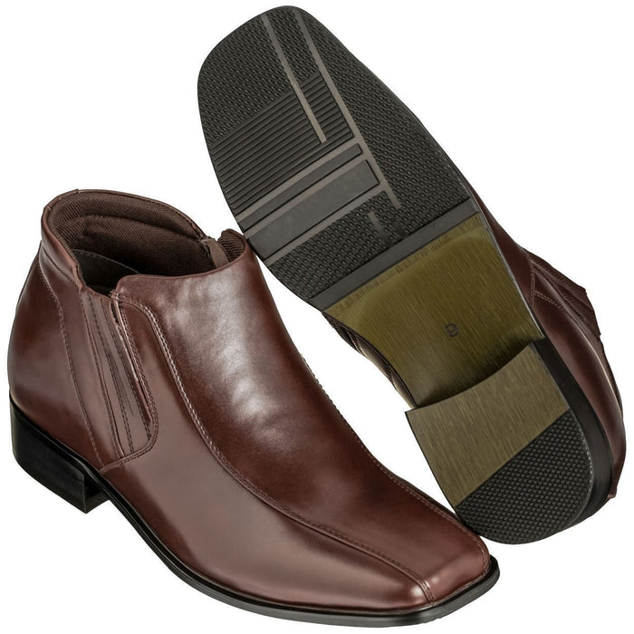 CALDEN Brown Leather Zipper Boots - 3.2 Inches - K99805-1 - SARTORO