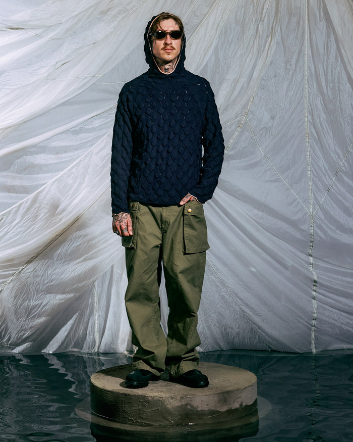 Bubble Knit Hoodie - Midnight Blue