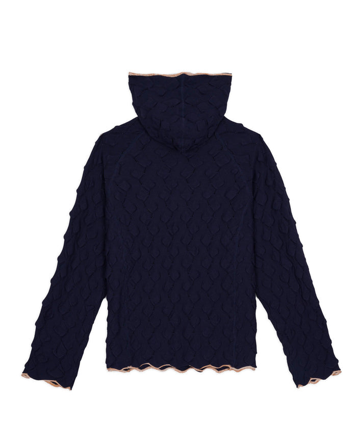 Bubble Knit Hoodie - Midnight Blue