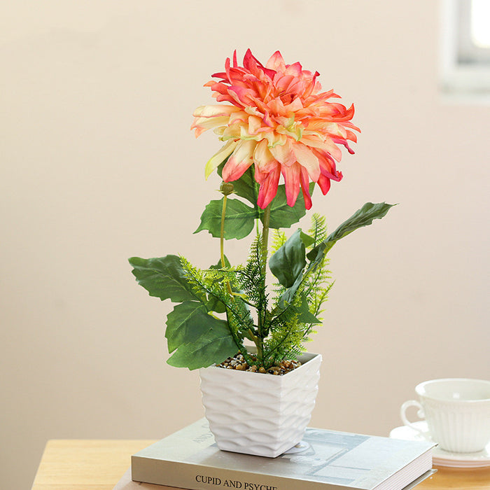 Bulk 14" Artificial Dahlia Flowers Potted Plants Wholesale