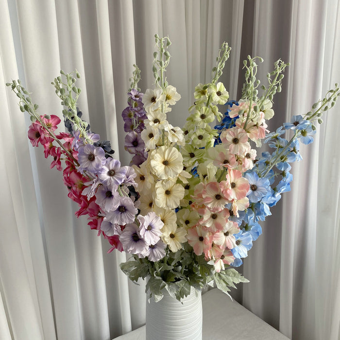 Bulk 25" Silk Hollyhocks Long Stems Artificial Hollyhock Flower Arrangement Wholesale