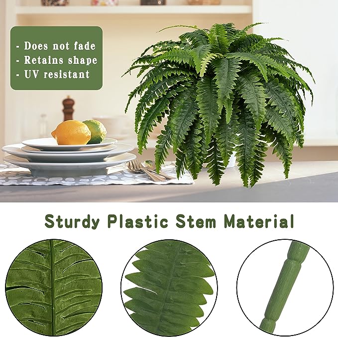 Bulk 2pcs 22 inches Tall Boston Fern Bush UV Resistant Plants for Outdoors Wholesale