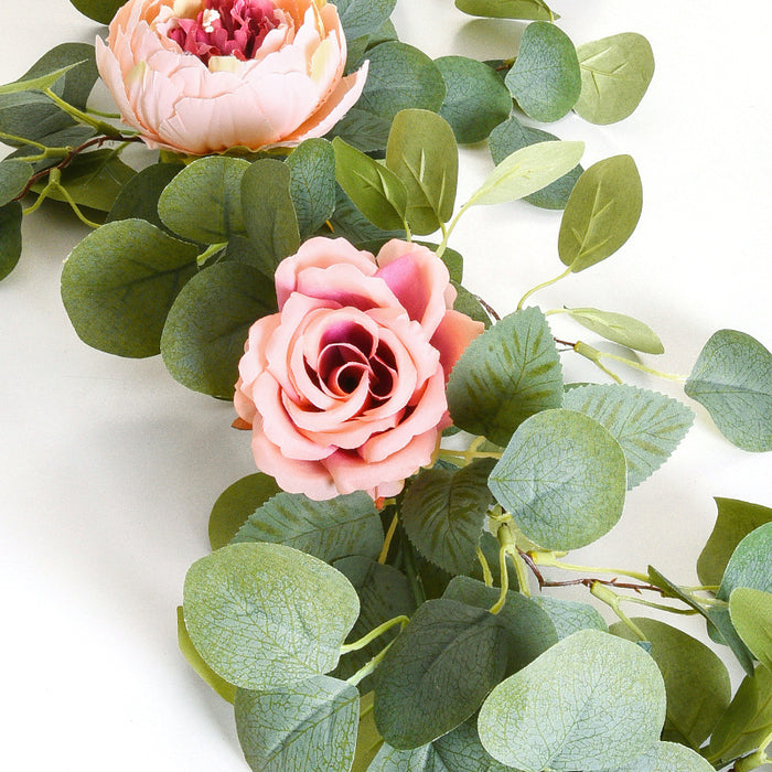 Bulk 5.6 FT Artificial Flower Eucalyptus Garlands with Peony Wholesale
