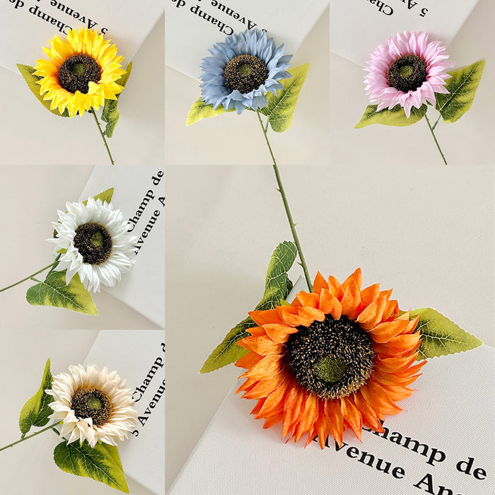 Bulk 6Pcs Fall Sunflowers Long Stems Bouquet for Tall Vase Home Wedding Party Decoration Wholesale
