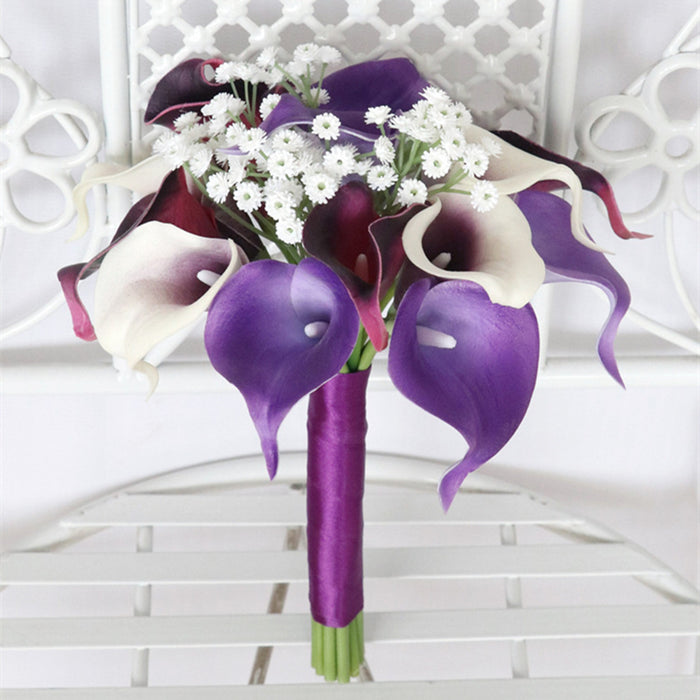 Bulk 7" Bridesmaid Bouquet Purple Calla Lily Wedding Bouquets Wholesale