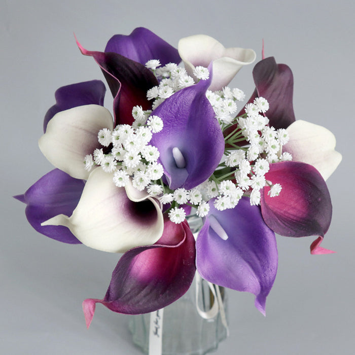 Bulk 7" Bridesmaid Bouquet Purple Calla Lily Wedding Bouquets Wholesale