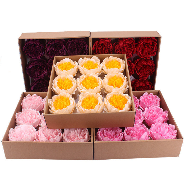 Bulk 9Pcs Large Peony Soap Flowers Heads Box Gifts for Mom Women Wholesale