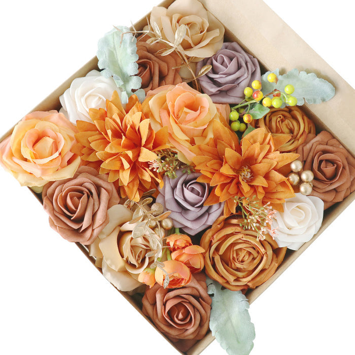 Bulk Artificial Flowers Wedding Faux Flowers Orange for Crafts Wholesale