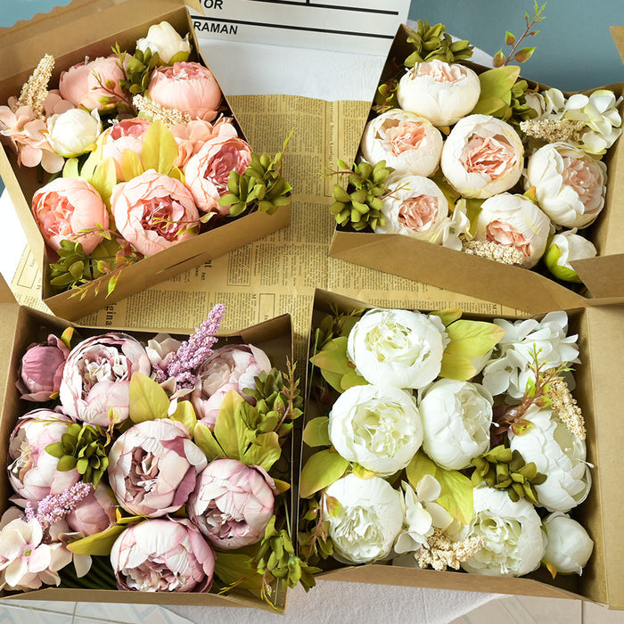 Bulk Peony Silk Flowers Artificial Floral Box Set for DIY Wholesale